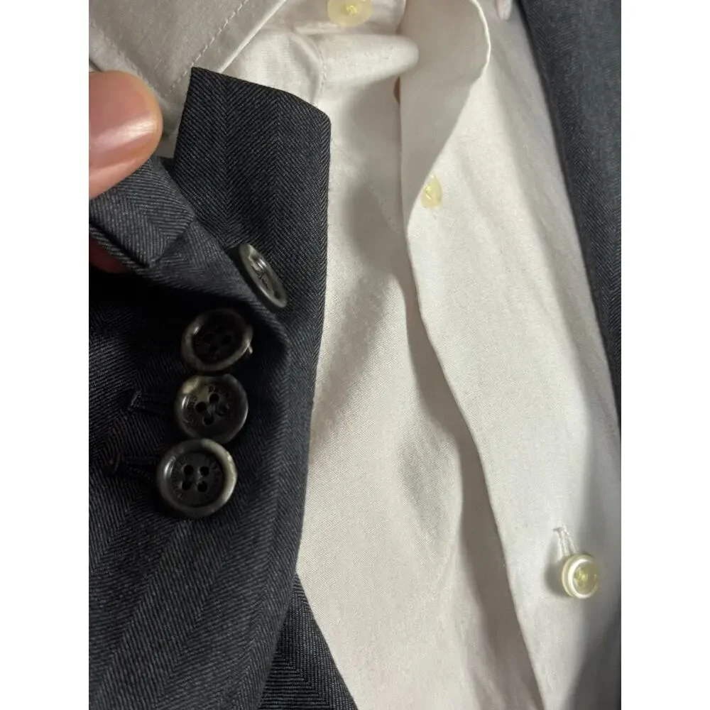 Brunello Cucinelli Charcoal Gray Herringbone 2 piece Suit 50EU 40R 34x28